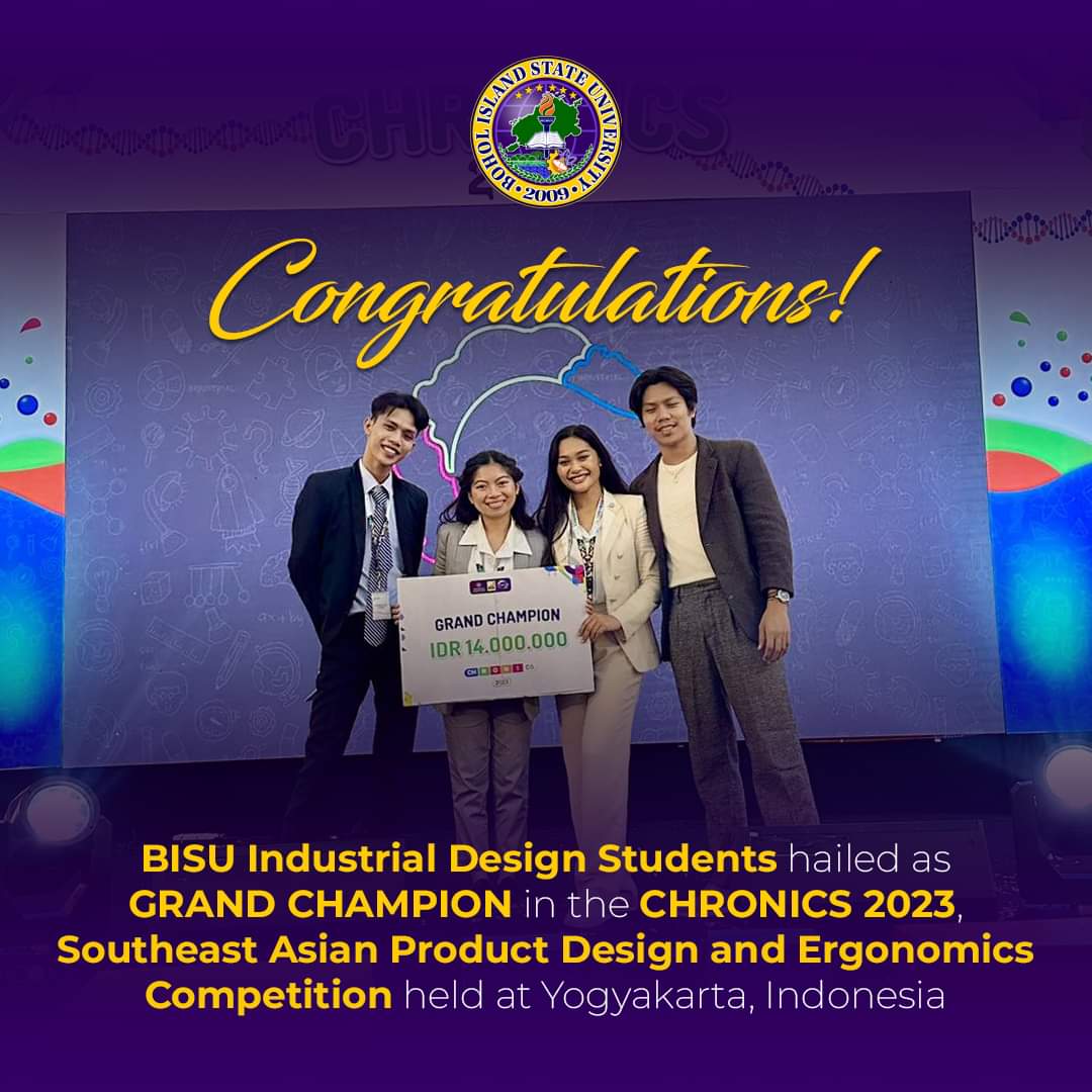 Cong. Chatto Lauds BISU Students for Winning International Design Contest